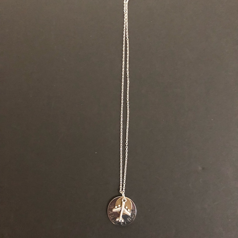 Vintage-like wanderlust necklace w/airplane charm - Picture 2 of 6